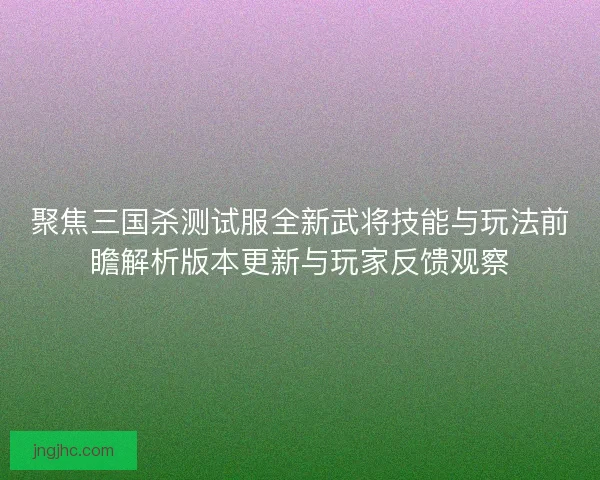 聚焦三国杀测试服全新武将技能与玩法前瞻解析版本更新与玩家反馈观察